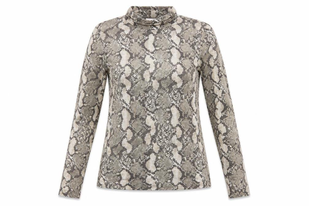 H&M Womens Grey Snake Print Roll Neck Long Sleeve Top Size S