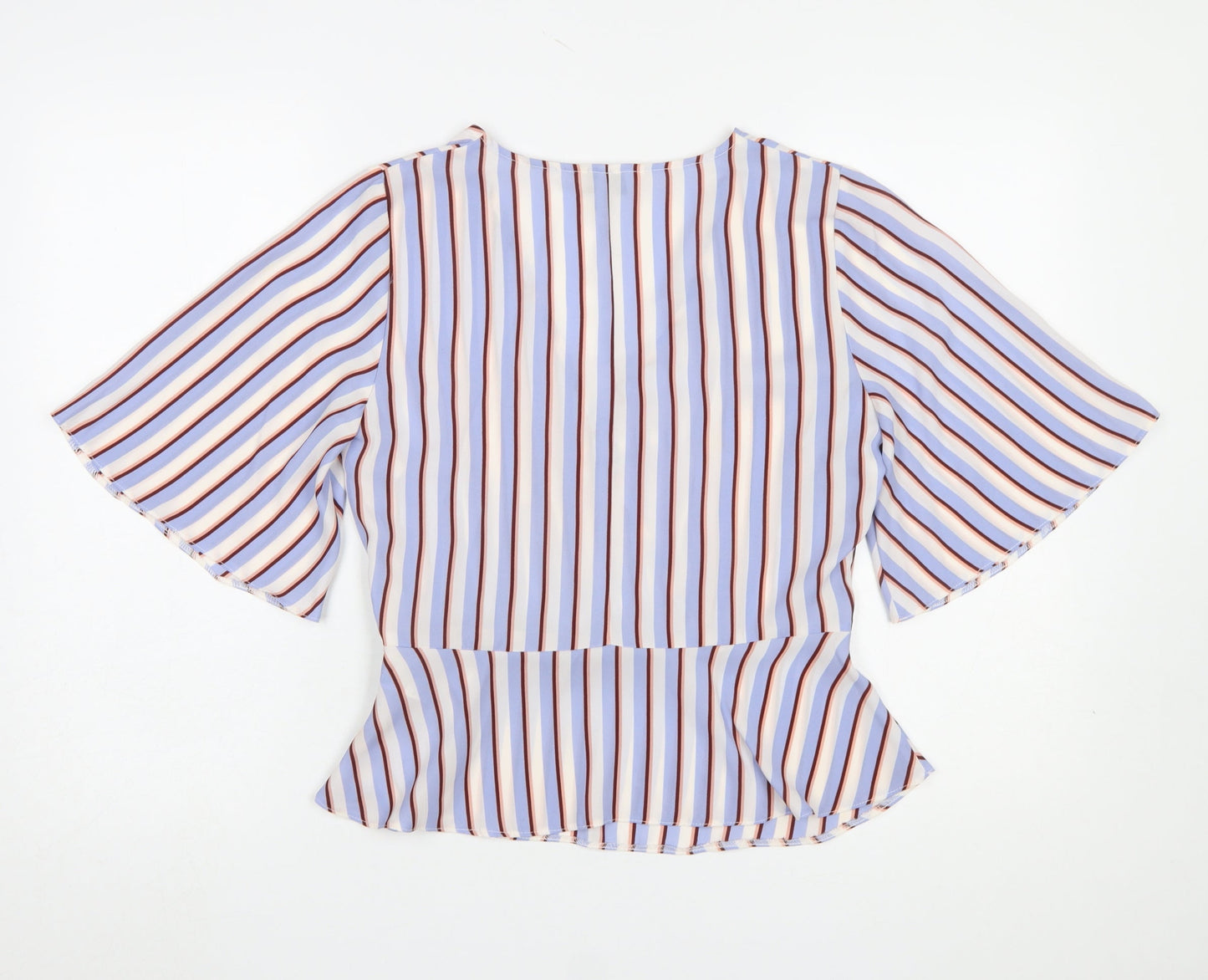 Miss Selfridge Womens Multicoloured Striped Wrap Blouse Size 10