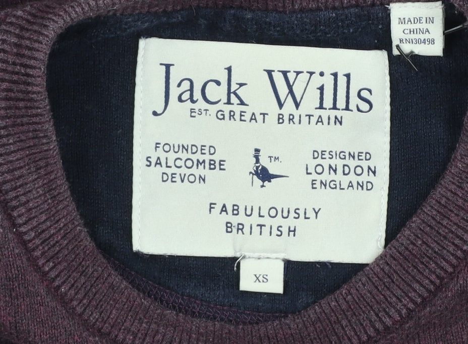 Jack Wills Men's Purple Crew Neck Cotton Wool Pullover XS