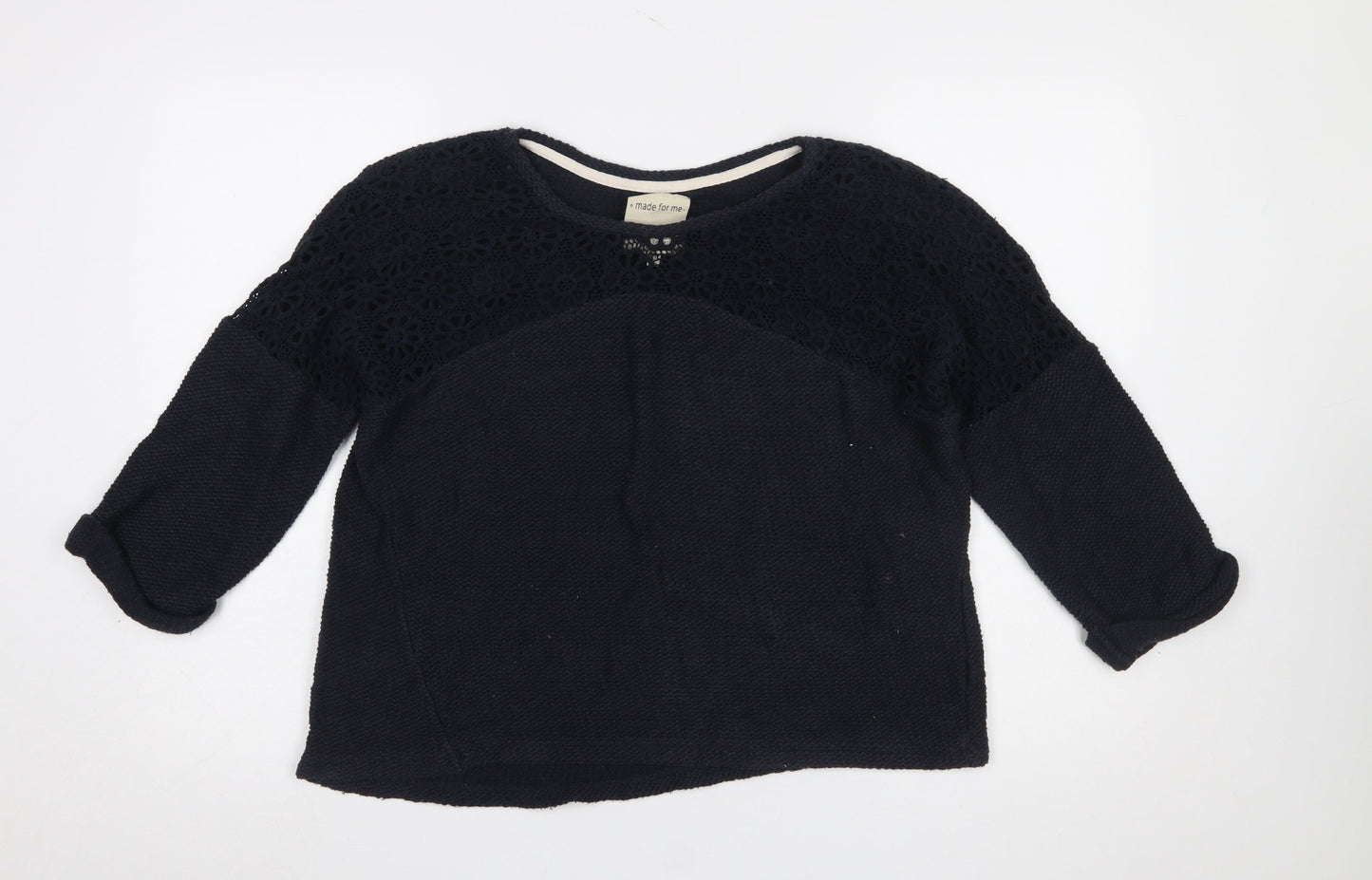 Next Women's Black Crochet Knit Pullover Jumper Size 16
