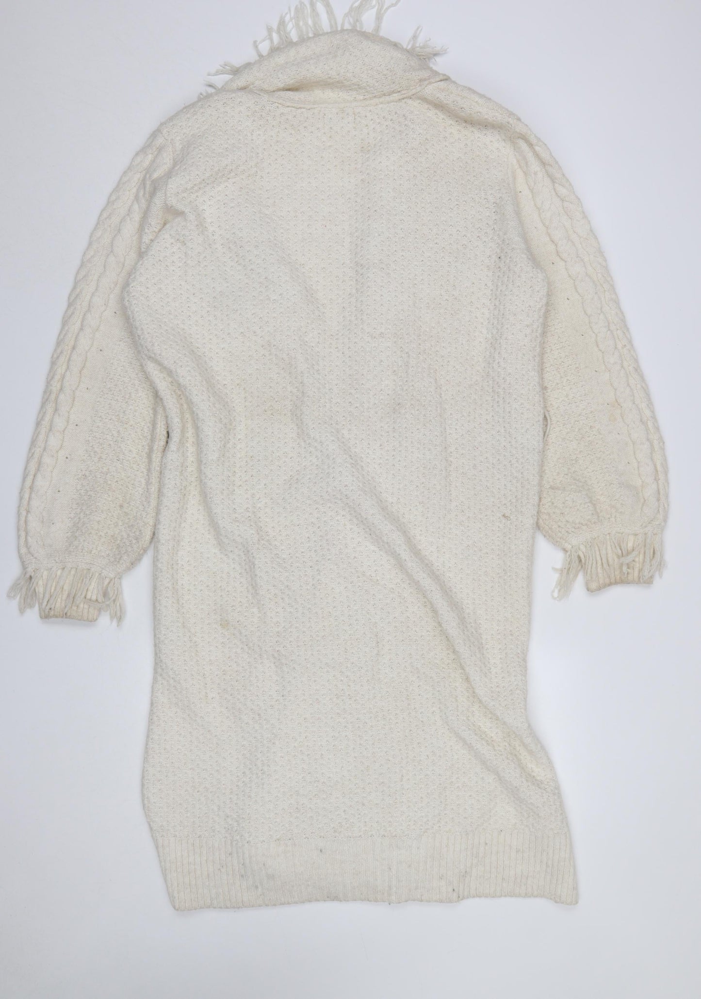 Monsoon Women’s Ivory Cable Knit Fringe Cardigan M