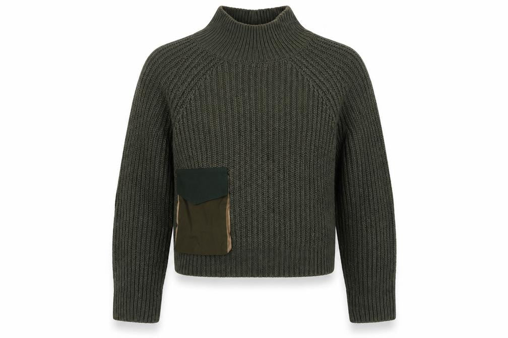 Zara Women Green Chunky Knit High Neck Pullover Jumper Size 12
