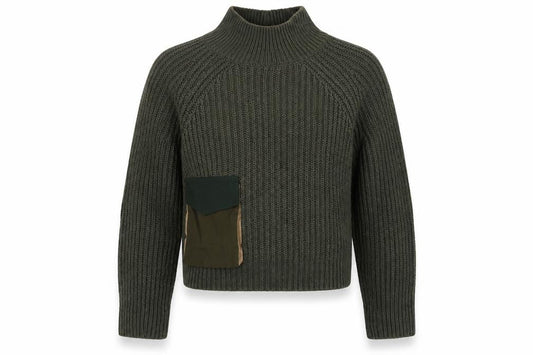 Zara Women Green Chunky Knit High Neck Pullover Jumper Size 12