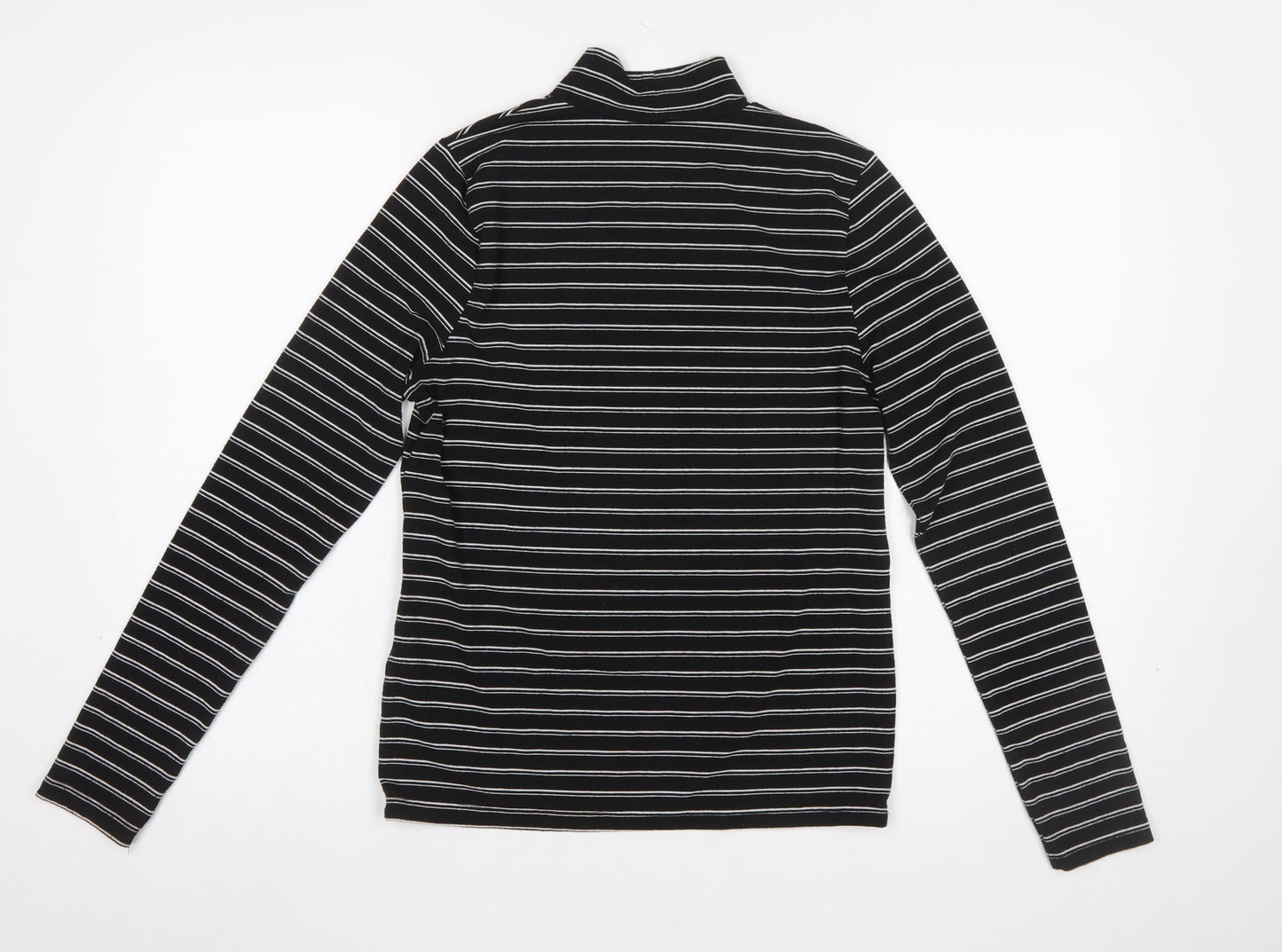 ASOS Women's Black Striped Mock Neck Long Sleeve Jersey Top UK 12