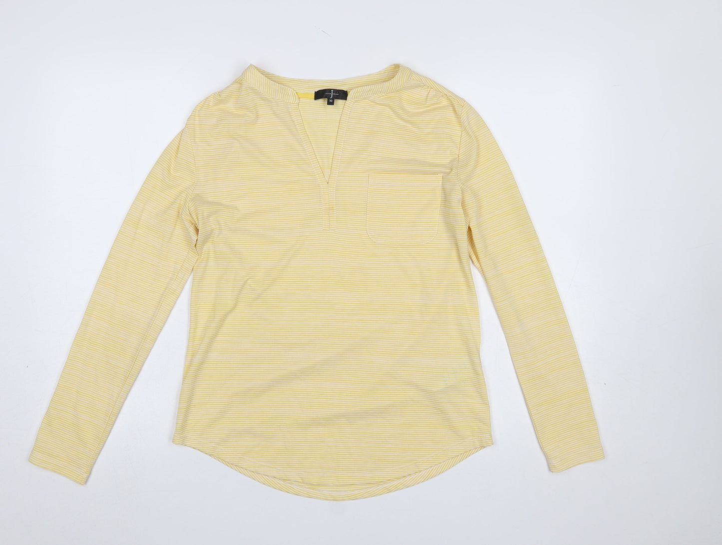 Jasper Conran Women’s Yellow Striped V-Neck Long Sleeve Tunic Blouse Size 10