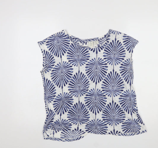 Joie Women's Blue Linen Sleeveless Button Back Blouse Size L