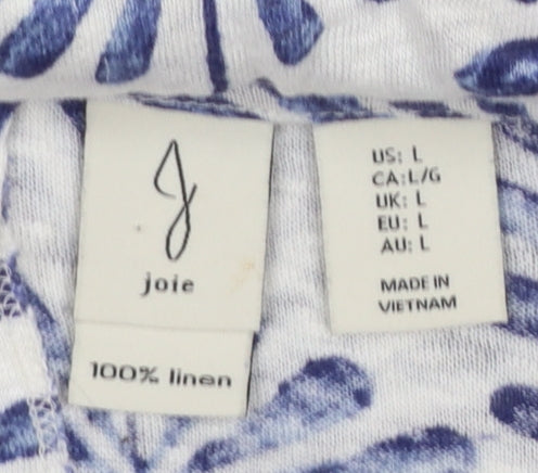 Joie Women's Blue Linen Sleeveless Button Back Blouse Size L