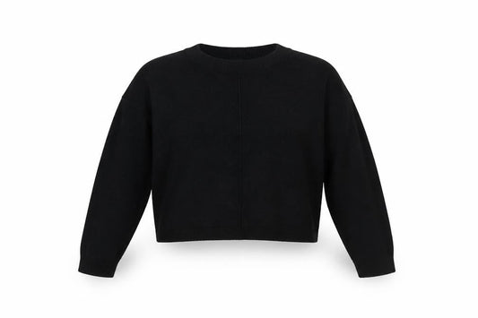 Front view of ASOS Women’s Black Crew Neck Long Sleeve jumper, size UK 12
