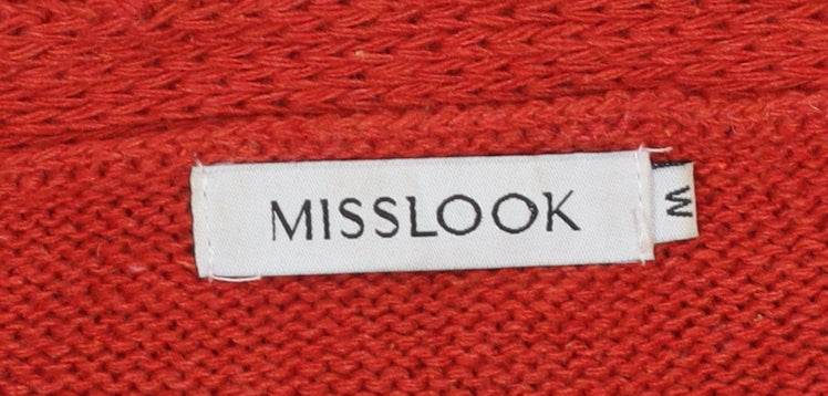 MISSLOOK Women Red V-Neck Button Cardigan Jumper Size M