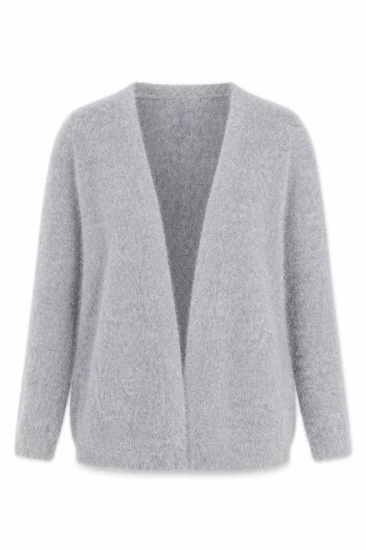 Oasis Women’s Grey Fuzzy Open Knit Long Sleeve Cardigan Size S