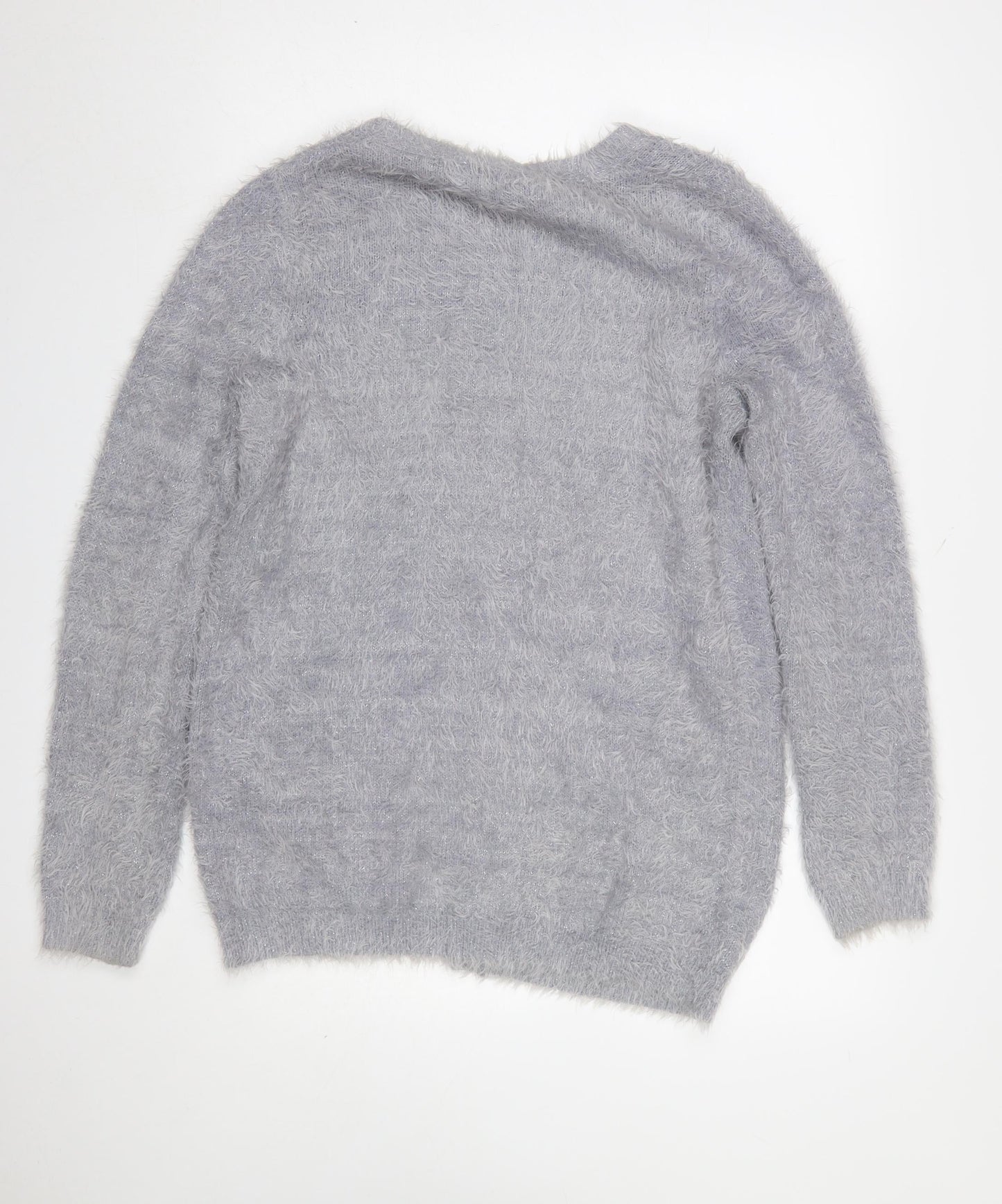 Oasis Women’s Grey Fuzzy Open Knit Long Sleeve Cardigan Size S