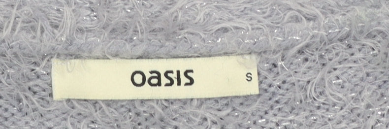 Oasis Women’s Grey Fuzzy Open Knit Long Sleeve Cardigan Size S
