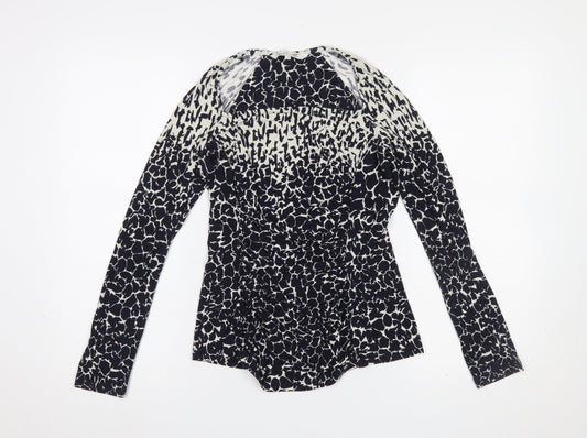 Damsel in a Dress Women’s Black Animal Print Long Sleeve Wrap Blouse Size 10