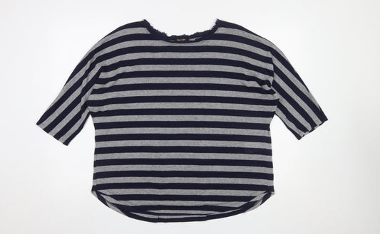 Phase Eight Women's Blue Striped 3/4 Sleeve Jersey Top Size 16