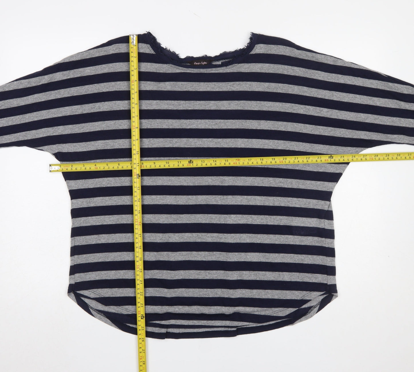Phase Eight Women's Blue Striped 3/4 Sleeve Jersey Top Size 16