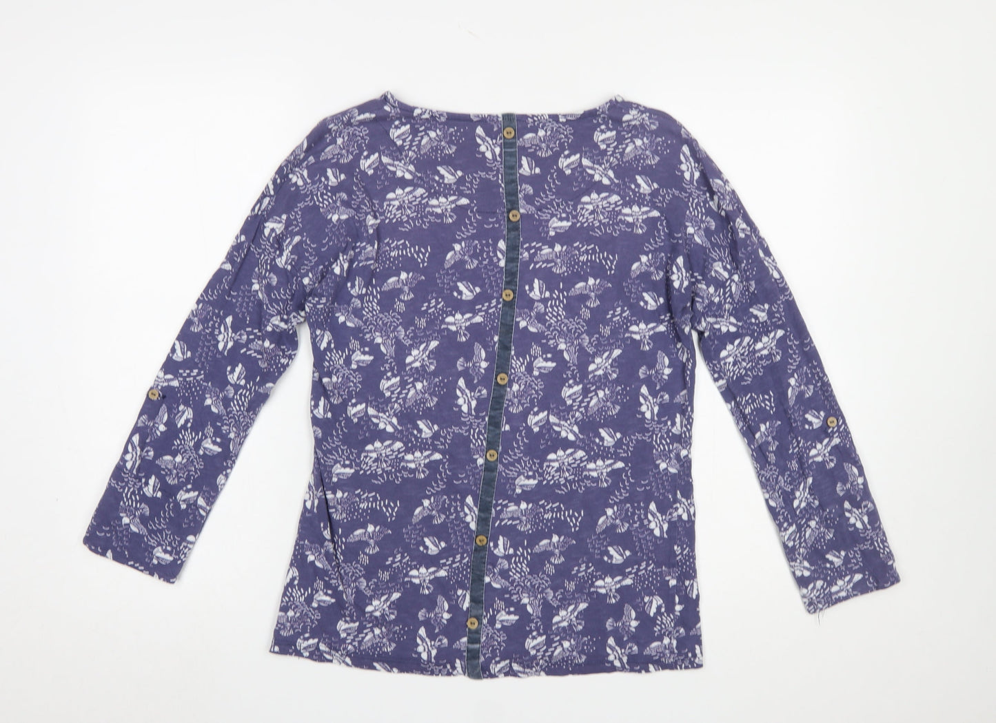 Mantaray Women’s Purple Floral Cotton Long Sleeve T-Shirt Size 12