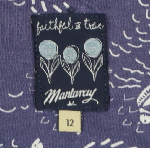 Mantaray Women’s Purple Floral Cotton Long Sleeve T-Shirt Size 12