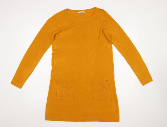 Tu Women’s Yellow Knit Long Sleeve Jumper Dress Size 12