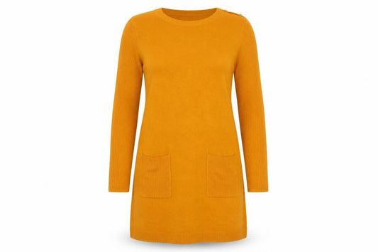Tu Women’s Yellow Knit Long Sleeve Jumper Dress Size 12