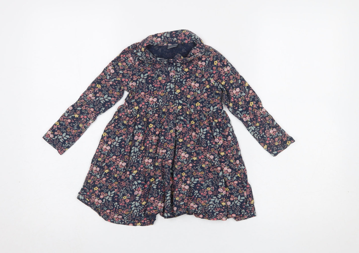 Next Girls Multicoloured Floral Cotton Shirt Dress 2 Years
