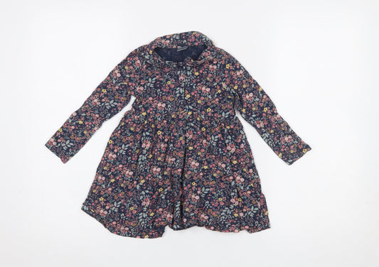 Next Girls Multicoloured Floral Cotton Shirt Dress 2 Years