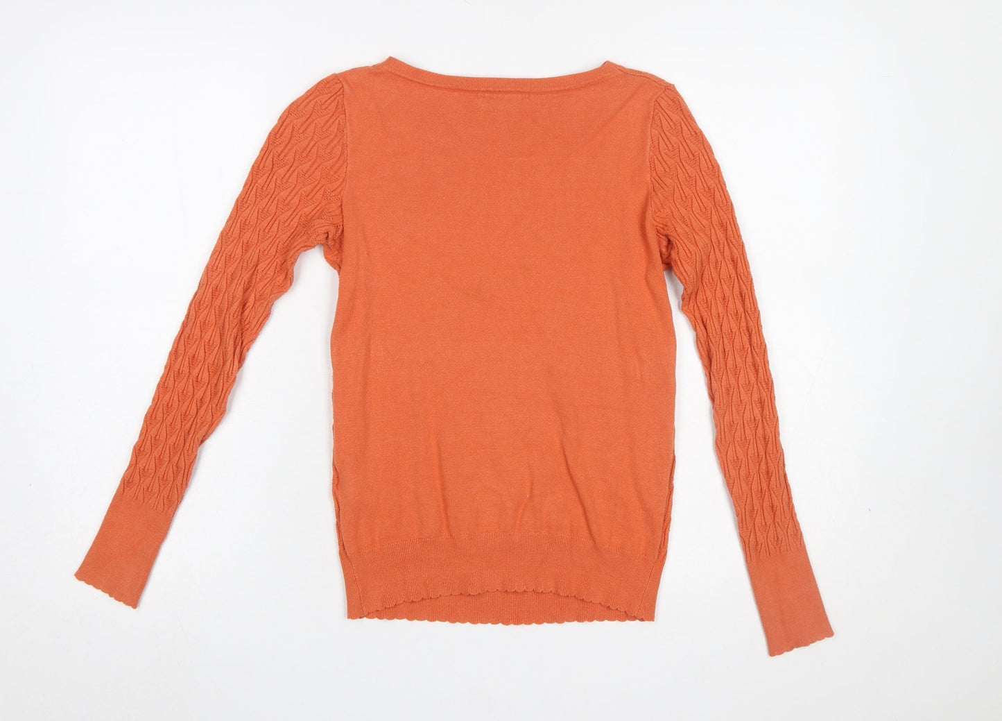 Warehouse Women’s Orange Cable Knit Pullover Jumper Size 6
