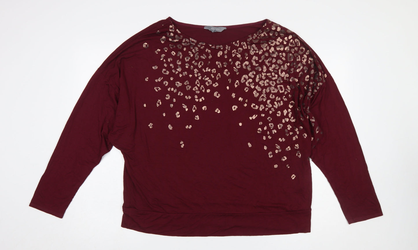 Principles Women Burgundy Animal Print Long Sleeve Tunic Top XL