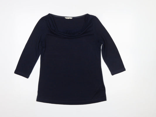 White Stuff Women's Blue Cowl Neck Jersey Blouse Size 10