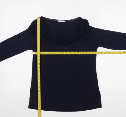 White Stuff Women's Blue Cowl Neck Jersey Blouse Size 10