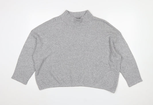 M&Co Petite Grey Mock Neck Knit Jumper Women’s Size 18