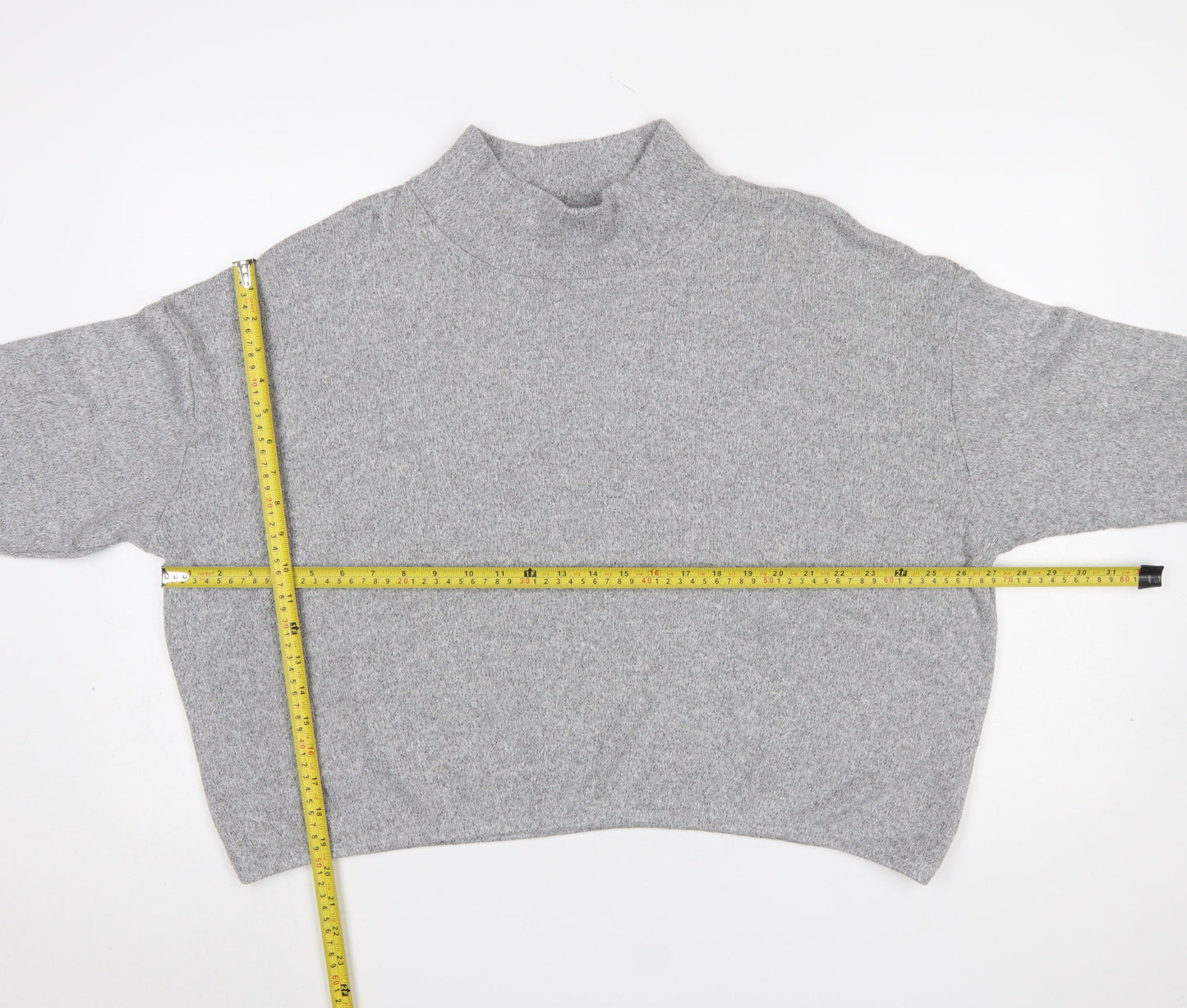 M&Co Petite Grey Mock Neck Knit Jumper Women’s Size 18