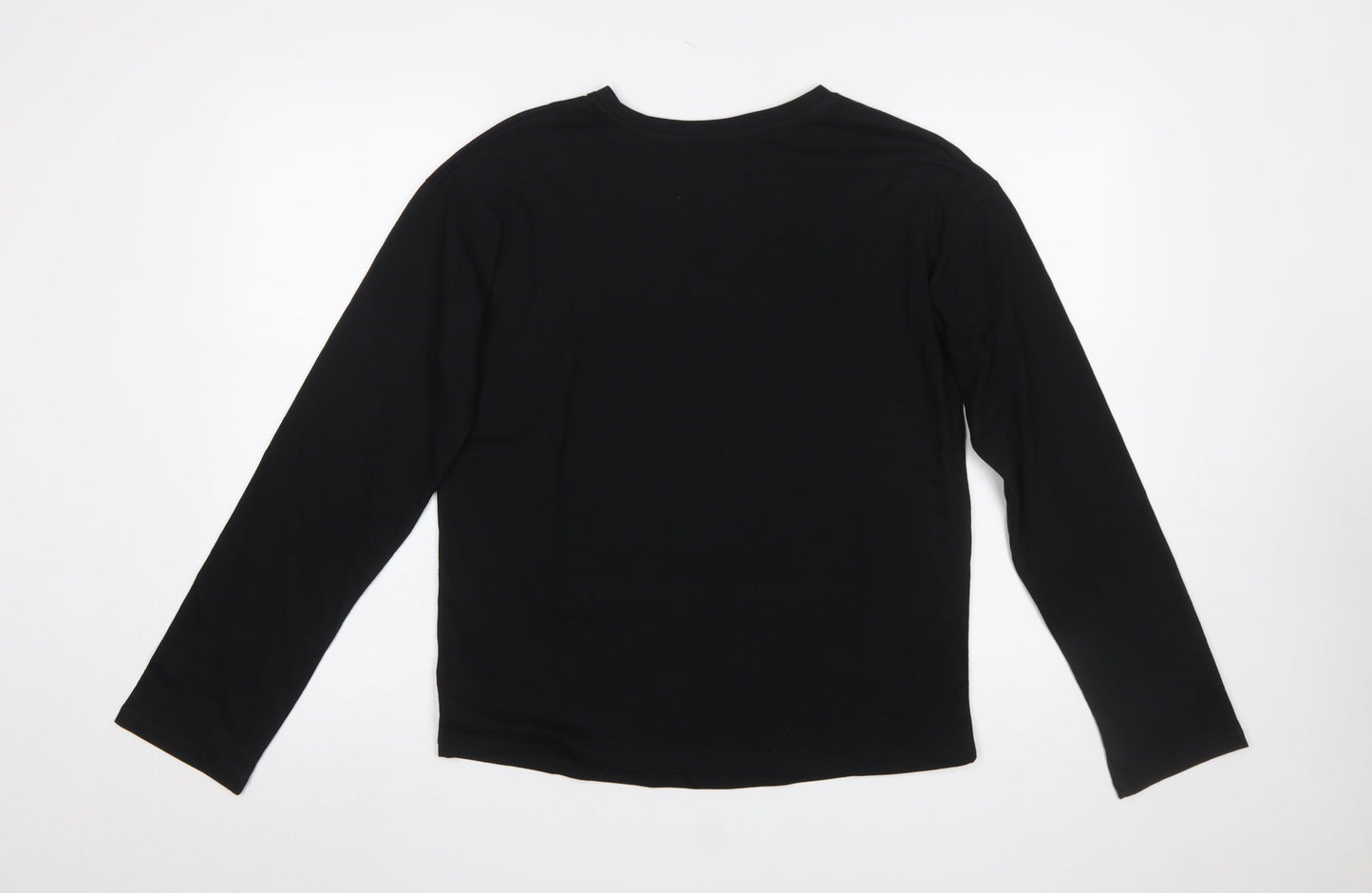Next Women Black Sequin Long Sleeve T-Shirt Size 8 Cotton