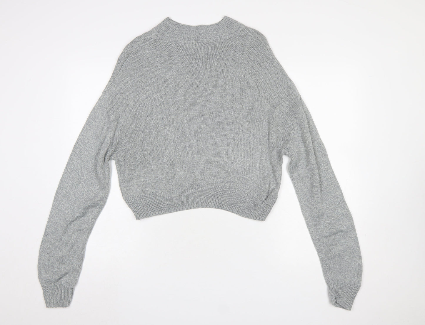 H&M Divided Women's Grey Mock Neck Knit Pullover Jumper Size 8