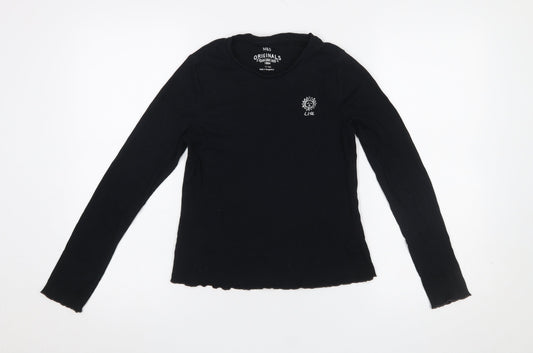 Marks and Spencer Girls Black Long Sleeve Embroidered Love T-Shirt 13-14Y
