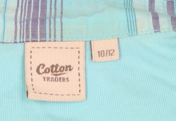 Cotton Traders Women’s Blue V-Neck 3/4 Sleeve Cotton Blouse Size 10