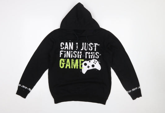 City Comfort Boys Black 13-14 Years Pullover Hoodie Gamer Print