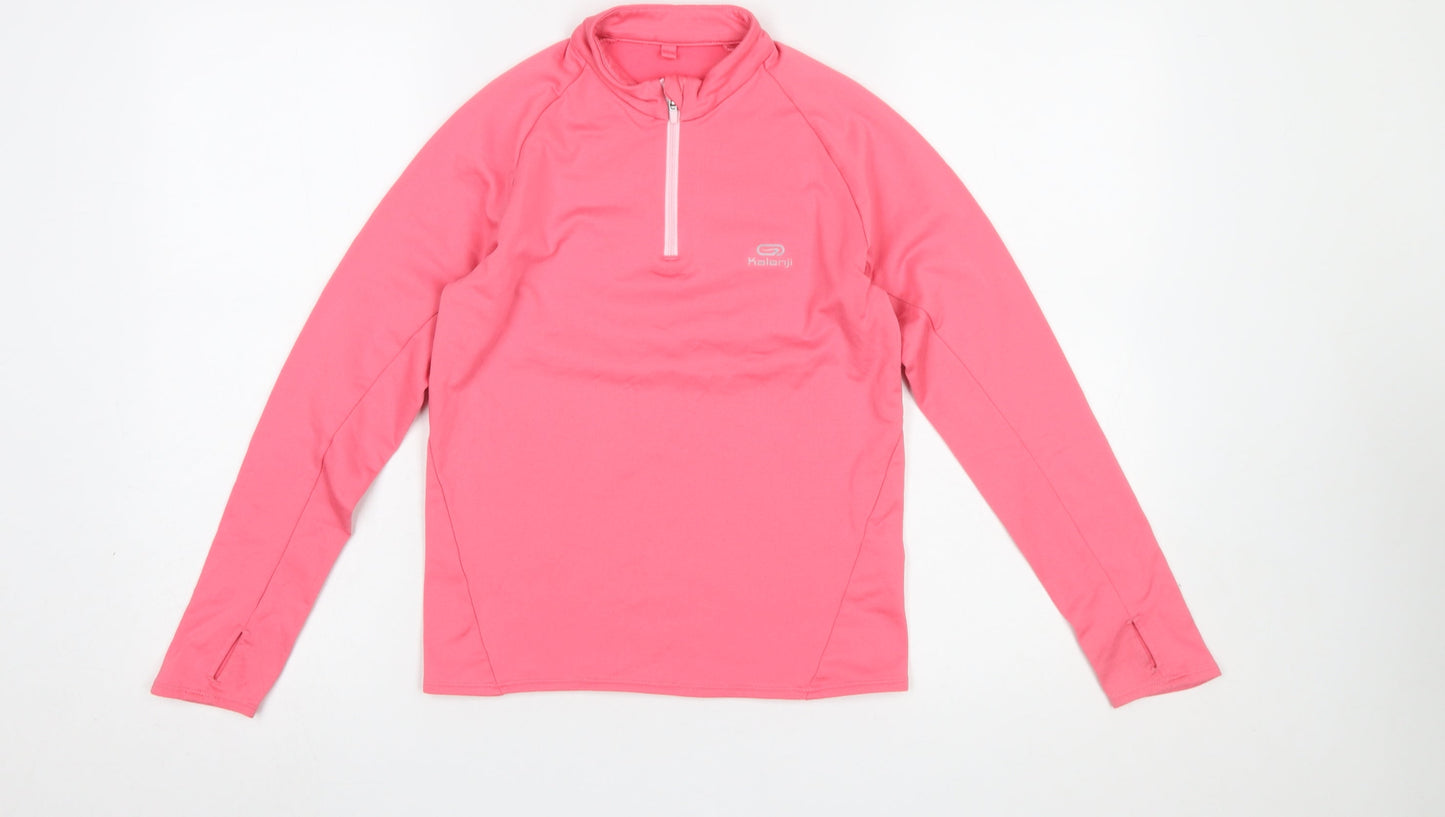 Kalenji Girls Pink 10-11 Years 1/4 Zip Fleece Pullover Sweatshirt