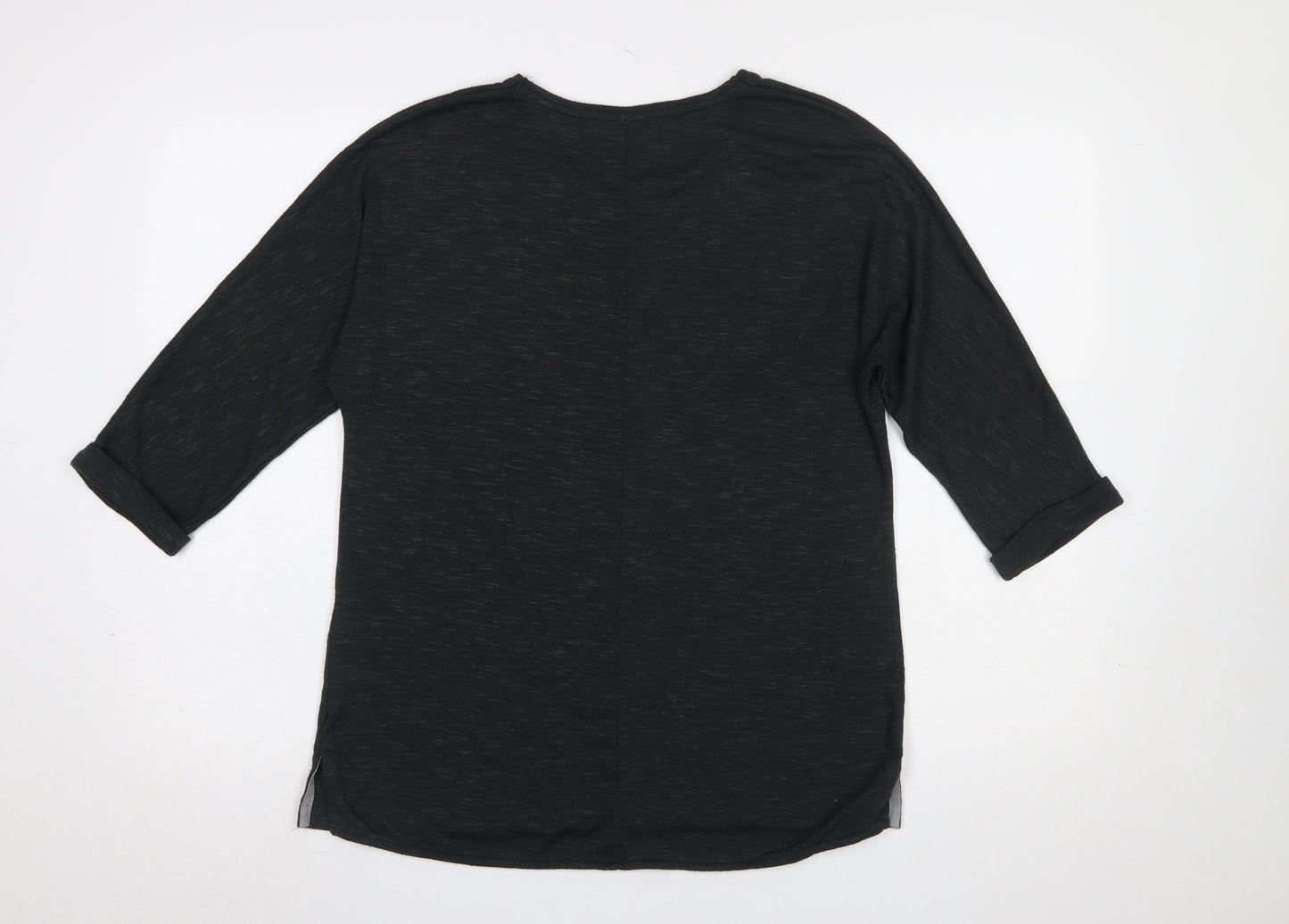 Viz a Viz Women Black Size 10/12 3/4 Sleeve Embellished Jumper