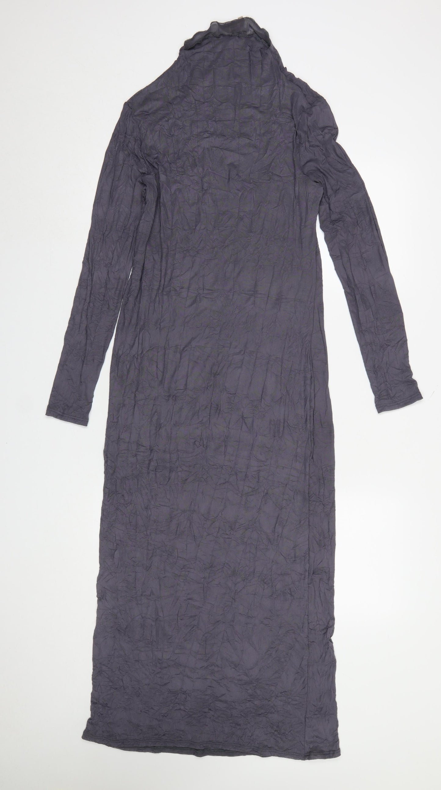 River Island Women’s Grey Long Sleeve Bodycon Mesh Midi Dress Size 10