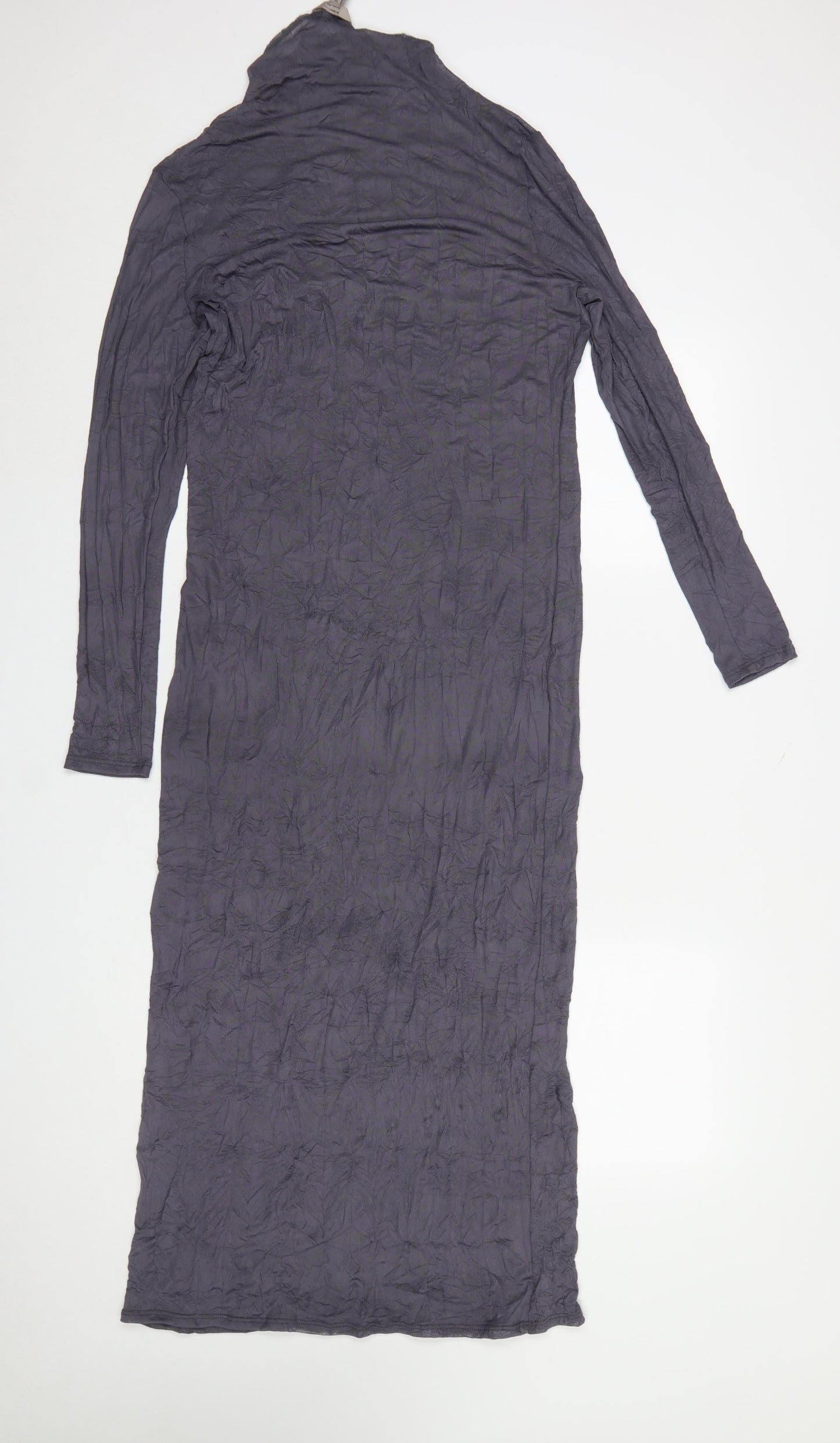 River Island Women’s Grey Long Sleeve Bodycon Mesh Midi Dress Size 10