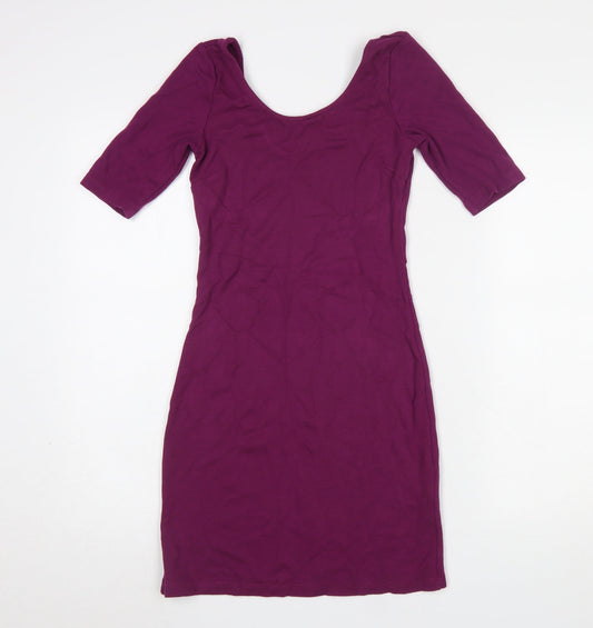 H&M Women’s Purple Bodycon Short Dress Size 6 Half Sleeve