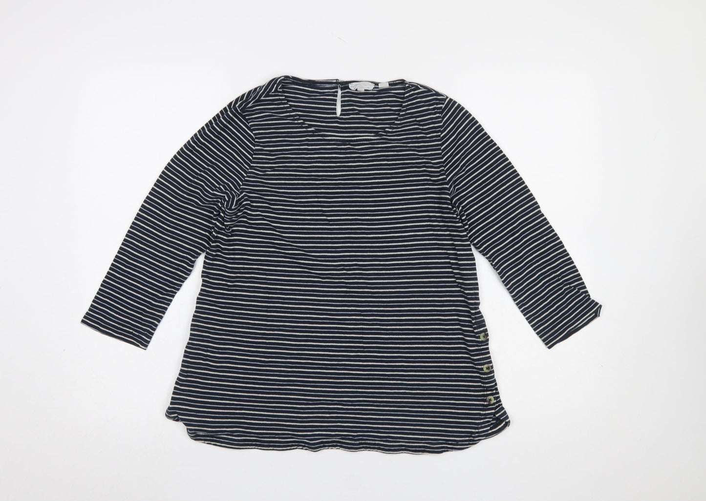 FatFace Women’s Navy Striped 3/4 Sleeve Cotton Jersey Top UK 10