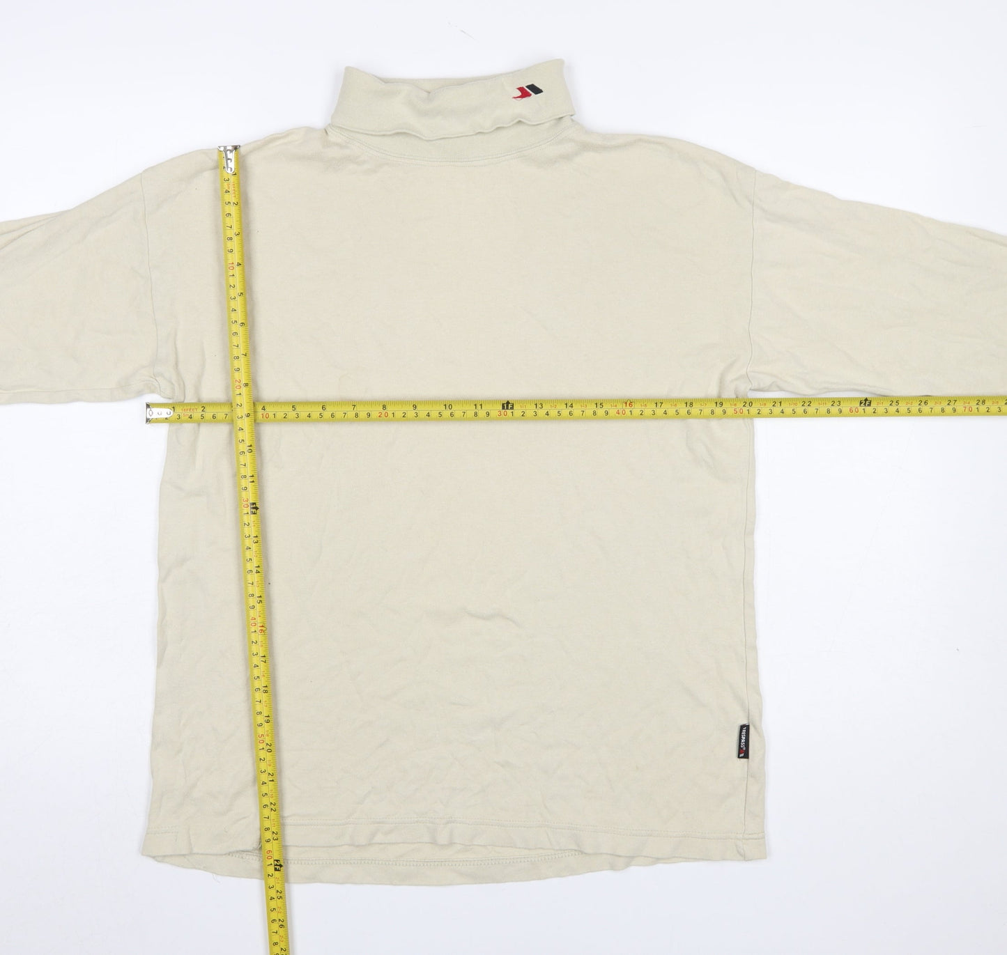 Trespass Men Beige Roll Neck Long Sleeve Cotton T-Shirt M
