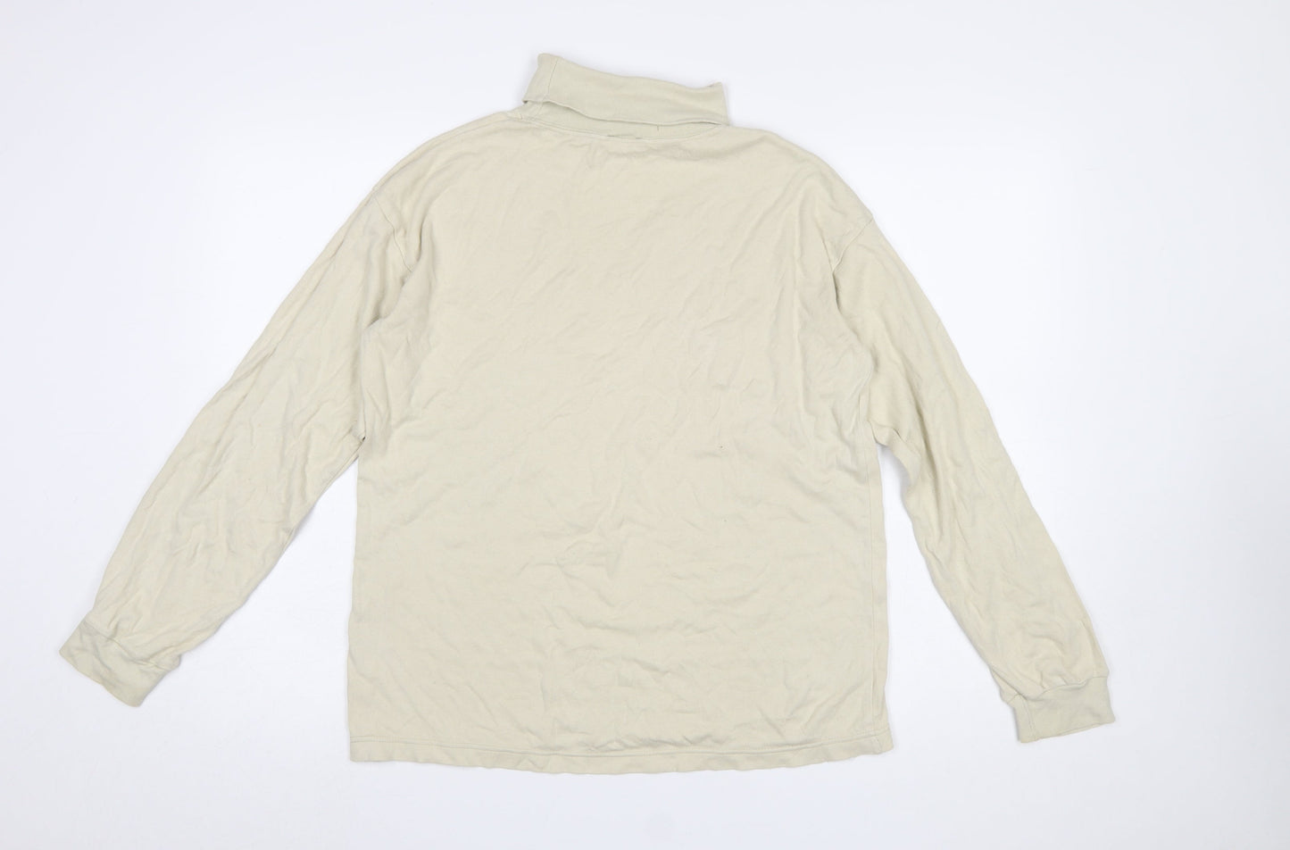 Trespass Men Beige Roll Neck Long Sleeve Cotton T-Shirt M