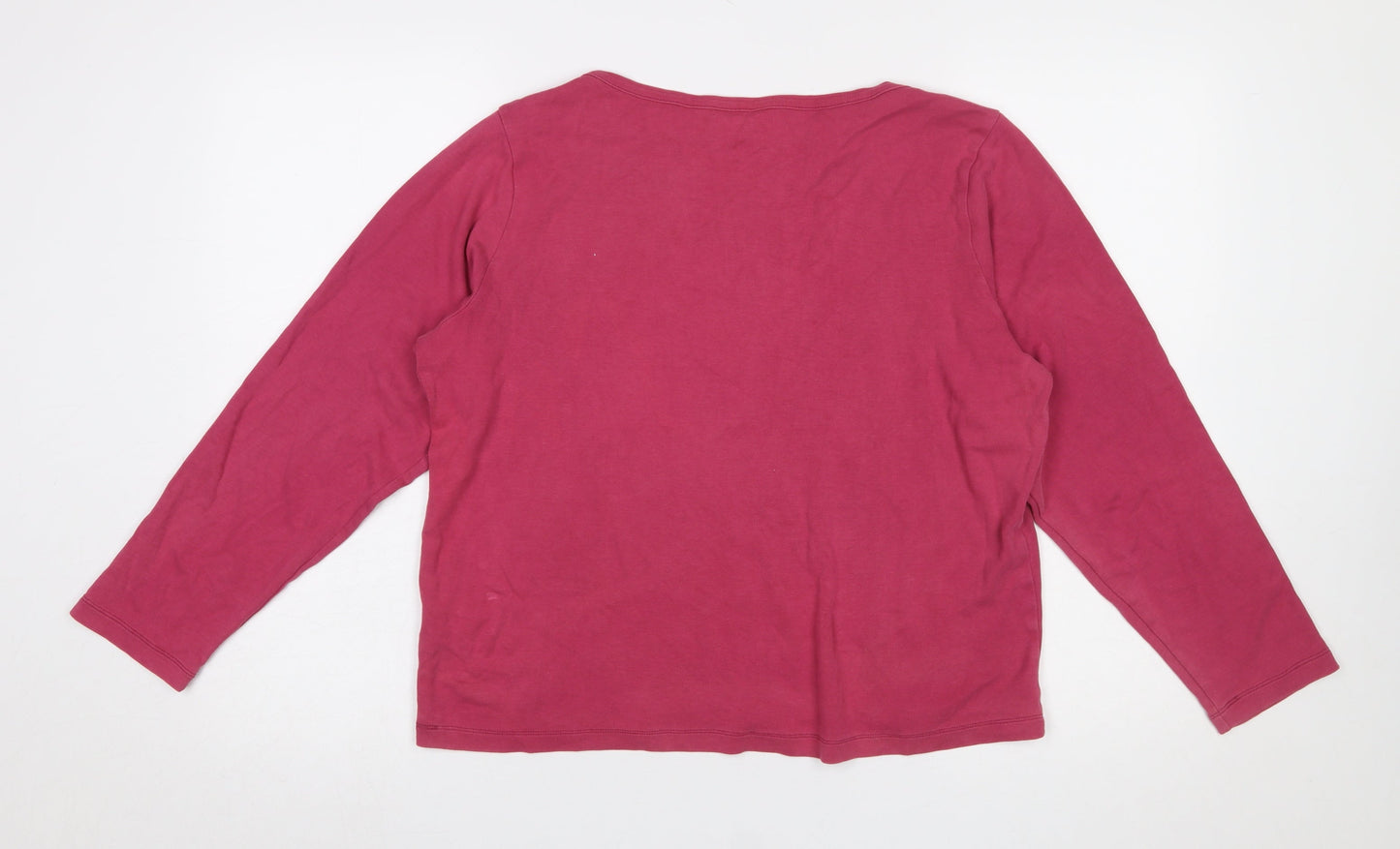 Cotton Traders Women’s Pink Long Sleeve Basic Cotton T-Shirt Size 20