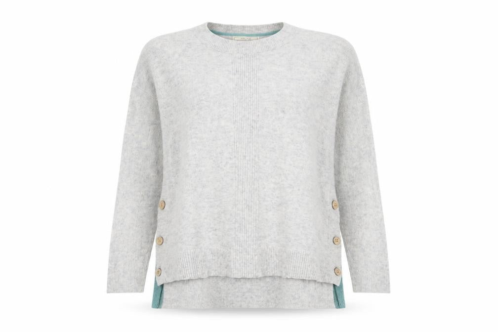 White Stuff Women Grey Size 12 Wool Alpaca Button Jumper