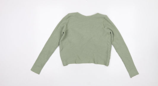 MNG Women’s Green V-Neck Twist Front Knit Cardigan Size 12