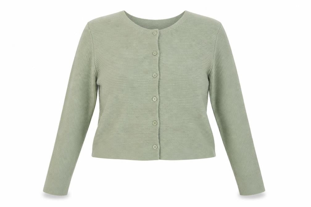 Mango Women’s Green V-Neck Twist Front Knit Cardigan Size 12