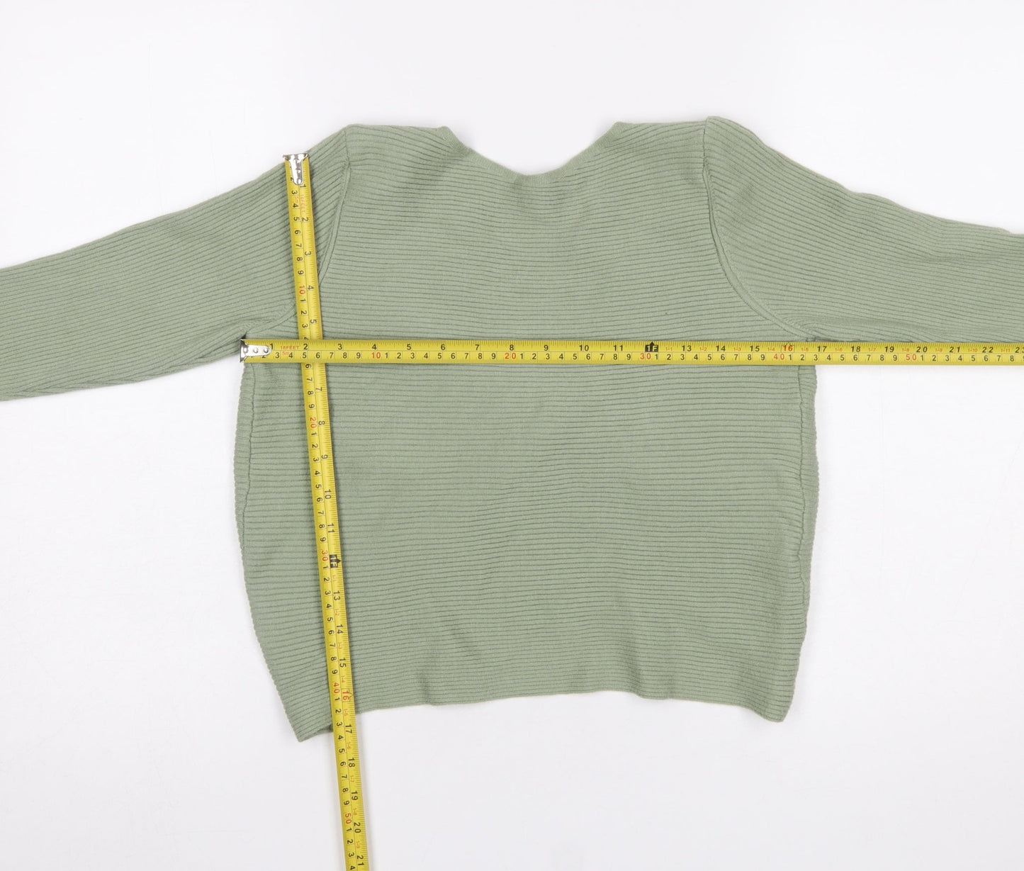 MNG Women’s Green V-Neck Twist Front Knit Cardigan Size 12