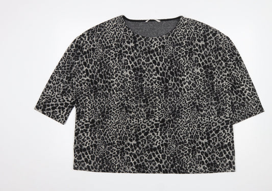 Tu Women’s Black Animal Print Relaxed Fit T-Shirt XL